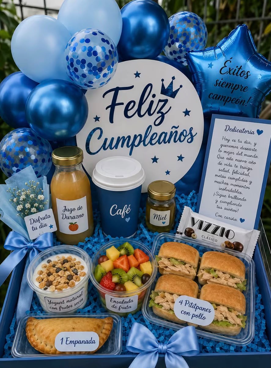 Desayuno Cumpleaños Azul – desayuno sorpresa a domicilio